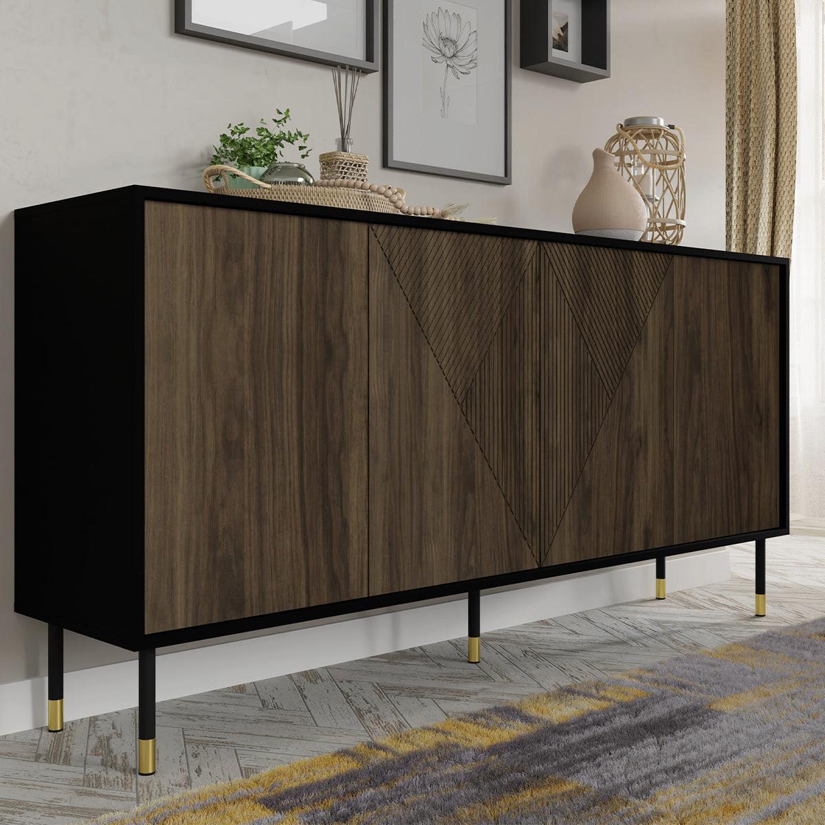SIDEBOARD Aglaé Holz und Schwarz - Schwarz, Holzwerkstoff (180/88/40cm) - Petits-meubles