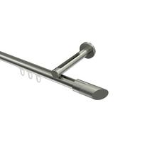 GARDINENSTANGE INNENLAUF Siteno Verano 240 cm (geteilt in 2 x 120 cm), 1-läufig, 20 mm Ø Edelstahl-Optik - Edelstahlfarben/Silberfarben, Metall (240cm) - INTERDECO