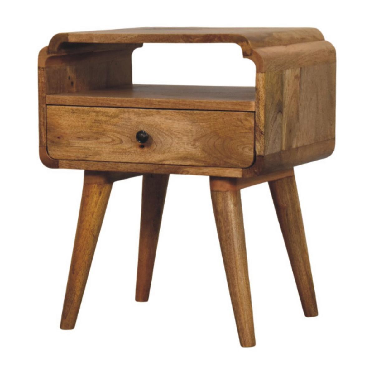 NACHTKASTEN Newton Eichenoptik, 1 Schublade und Offenes Regal, Beige - Beige/Messingfarben, Holz/Metall (45/55/35cm) - Artisan Furniture