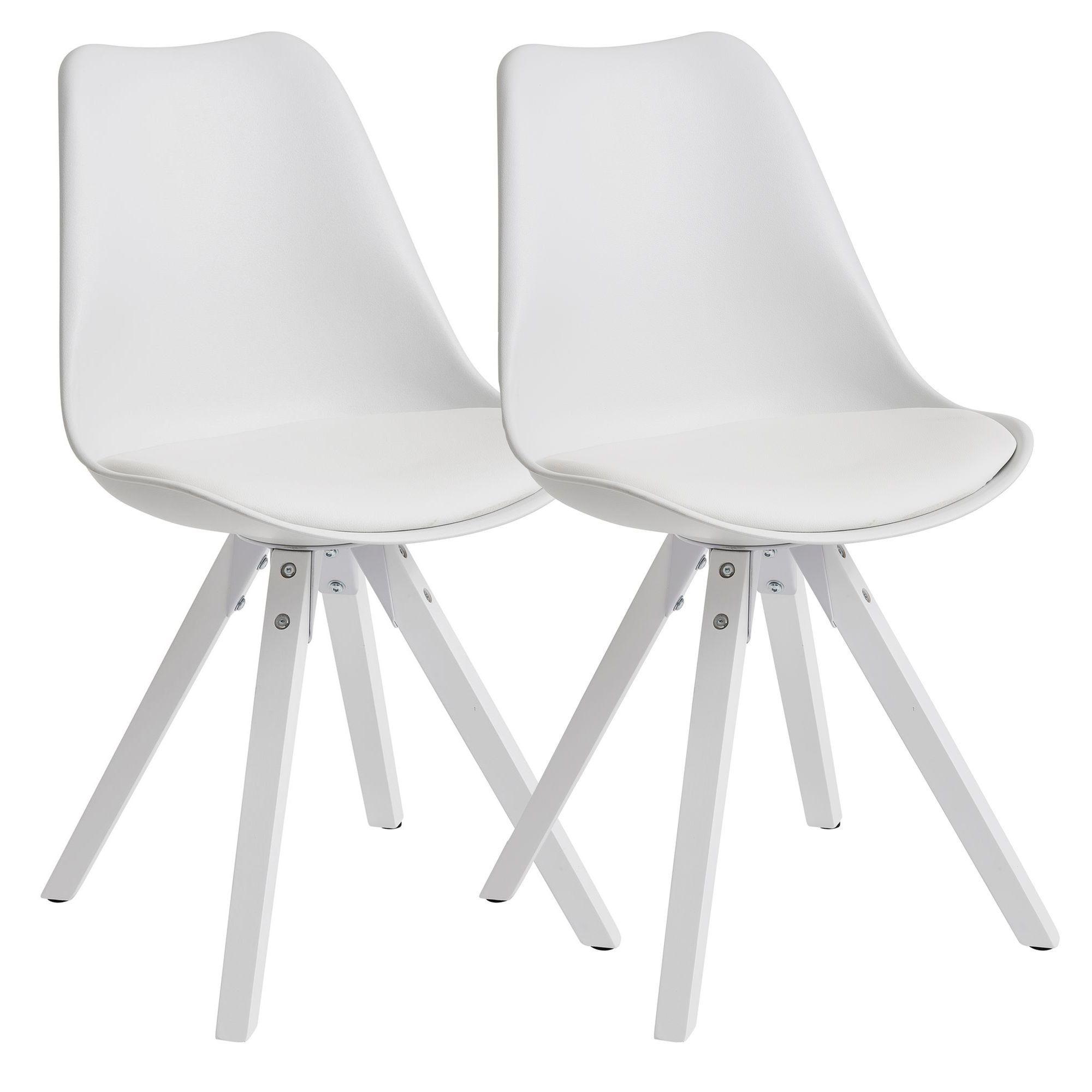 ESSZIMMERSTUHL 2er Set Kunstlederbezug mit Holzgestell Modern gepolstert, Weiß 52x49x87 cm - Weiß, Holz/Kunststoff (52/87/49cm) - KADIMA DESIGN