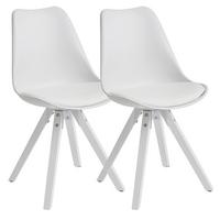ESSZIMMERSTUHL 2er Set Kunstlederbezug mit Holzgestell Modern gepolstert, Weiß 52x49x87 cm - Weiß, Holz/Kunststoff (52/87/49cm) - KADIMA DESIGN