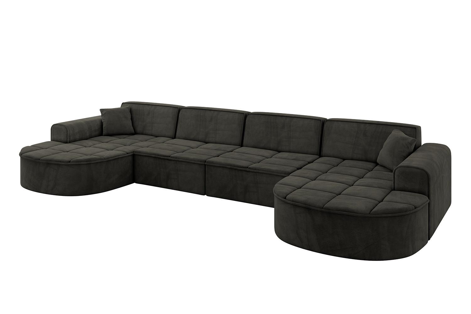 WOHNLANDSCHAFT TARO-U2 - 388x171x79,5 cm Schwarz - Schwarz, Holzwerkstoff/Textil (388/79.5/171cm) - ALTDECOR