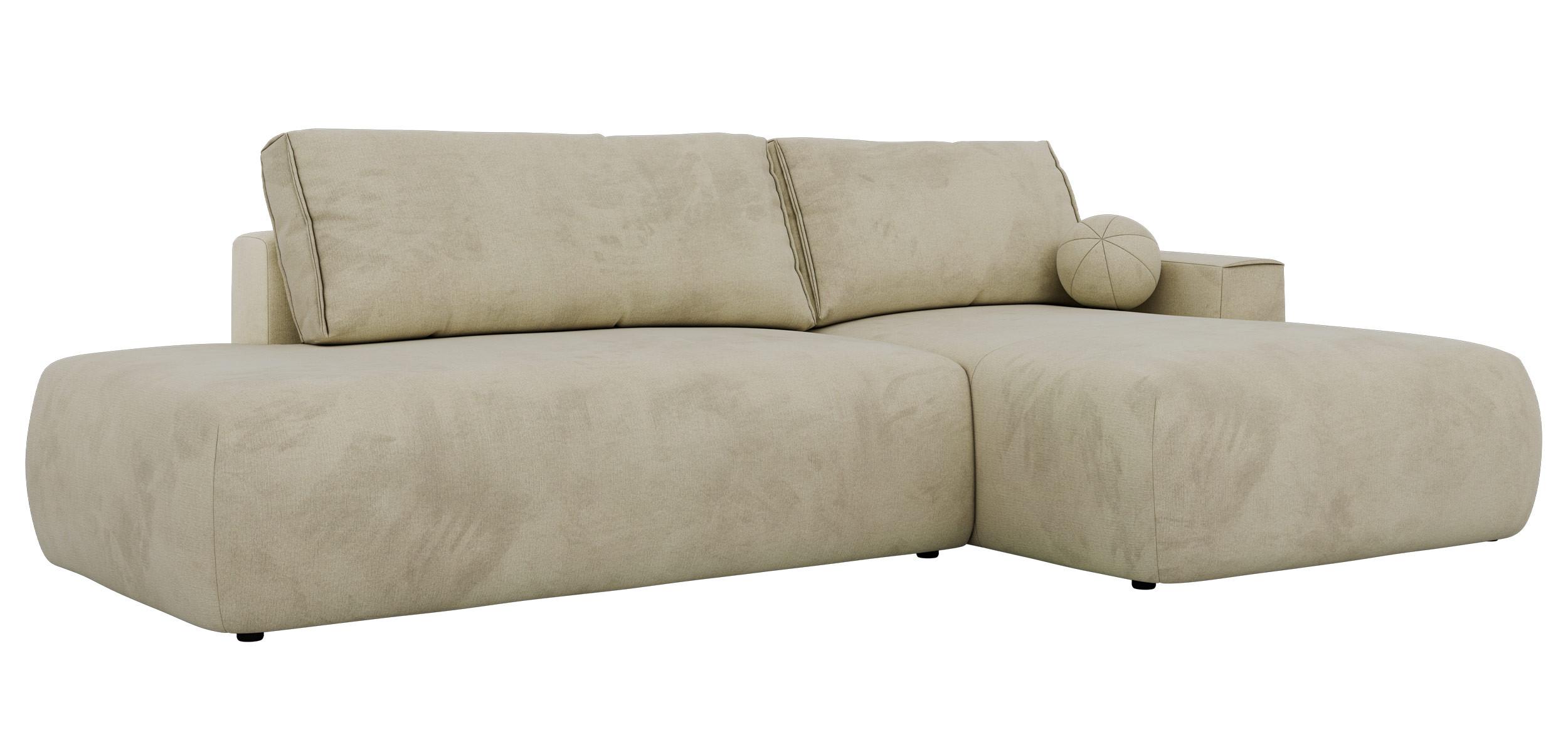 ECKSOFA TAREN L Beige Velvet - Rechts - Beige/Schwarz, Kunststoff/Textil - MKS