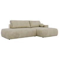 ECKSOFA TAREN L Beige Velvet - Rechts - Beige/Schwarz, Kunststoff/Textil - MKS