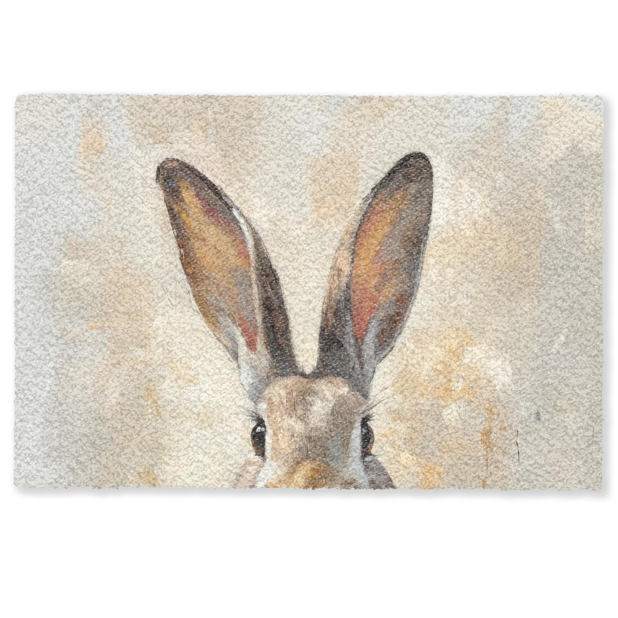 FUSSMATTE Hase - Ohren - Braun Schmutzmatte 60x40 cm - Beige, Kunststoff (40/60cm) - MuchoWow