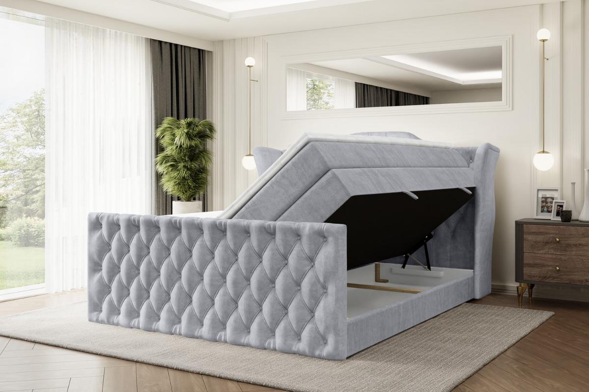 BOXSPRINGBETT VILA-Z KING - 140x200 - H3/H4 - Hellgrau - Hellgrau, Holzwerkstoff (140/200cm) - ALTDECOR