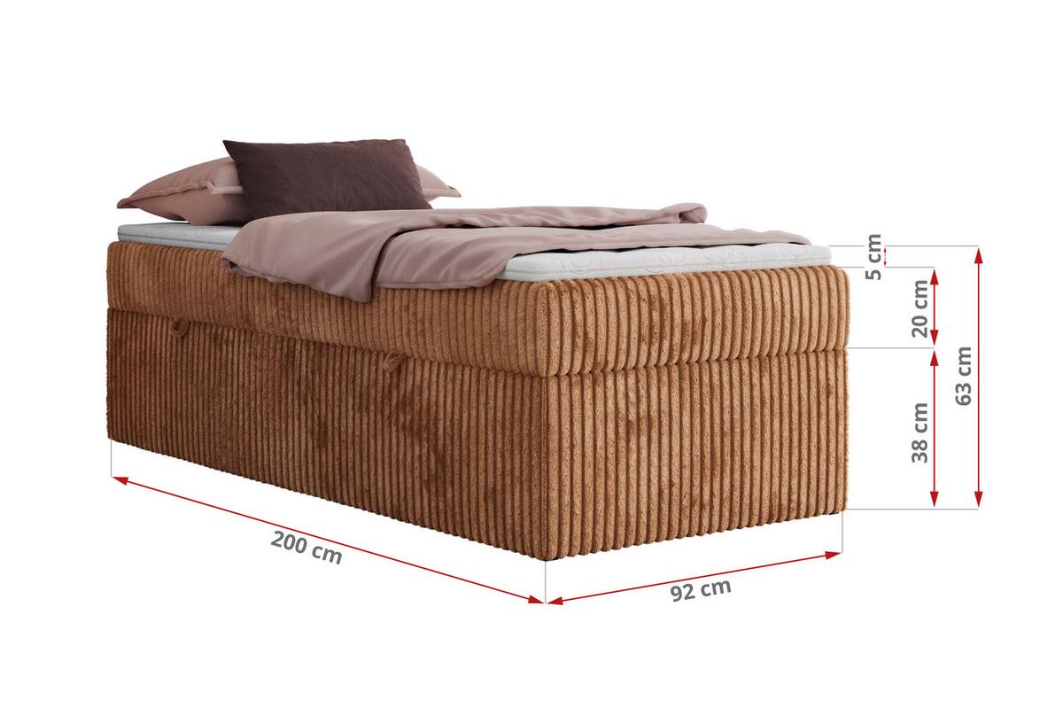 BOXBETT ZERO 90/200 - Orange Cord - H3 - Topper Visco - Orange, Textil (90/200cm) - MKS