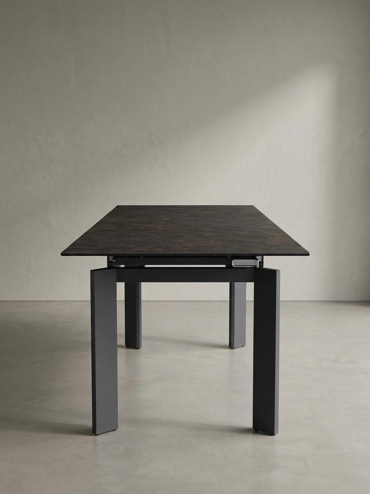ESSTISCH Ausziehbar Keramik Glas Marmoroptik 180-240 MALTA, Schwarz 180x95x77 cm - Schwarz, Glas/Metall (95/180/77cm) - KADIMA DESIGN