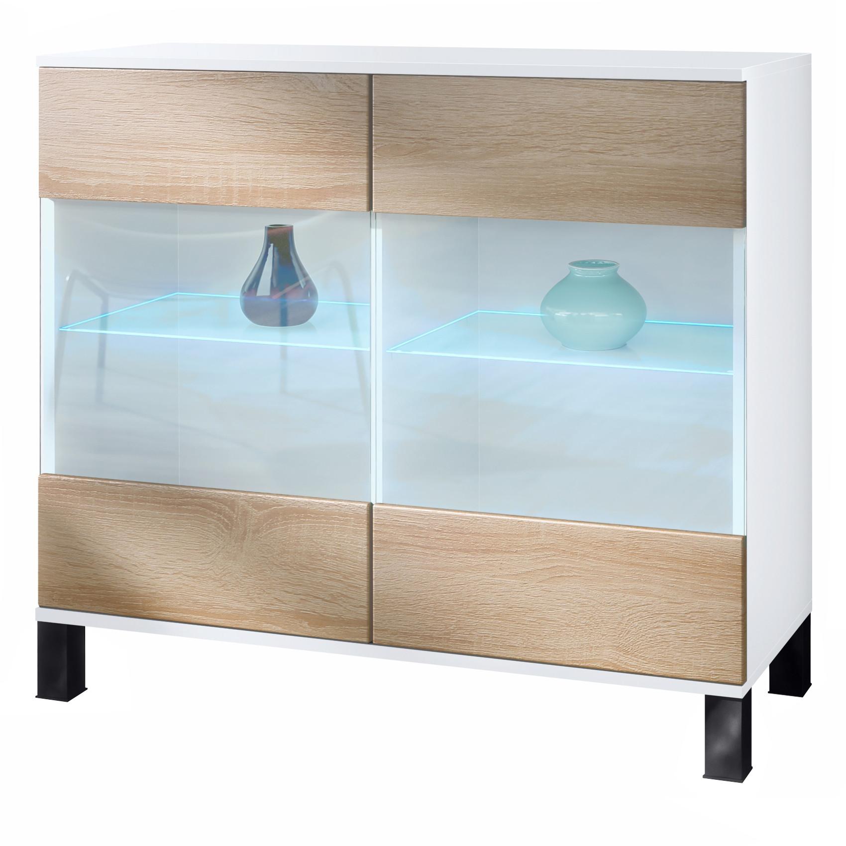 KOMMODE Bari Eiche sägerau - Eiche San Remo, Holzwerkstoff (92.5/84.5/35cm) - Vladon