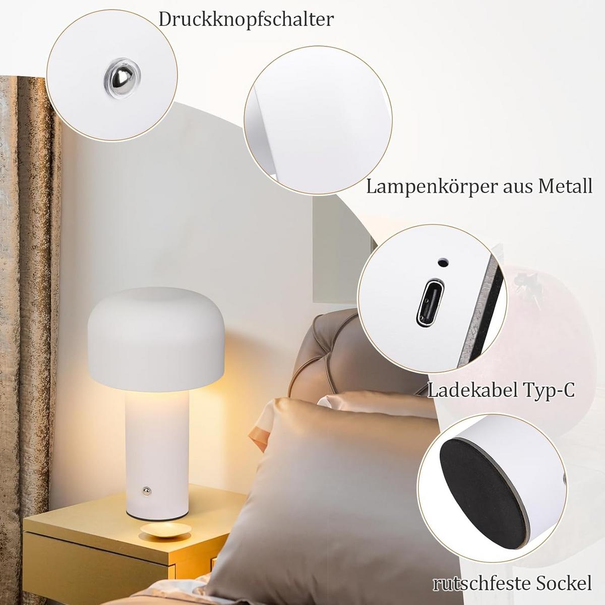 TISCHLEUCHTE Flutrin 12.6/6.0/21.6 cm - Weiß, Metall (21.6/12.6/6cm) - ZMH