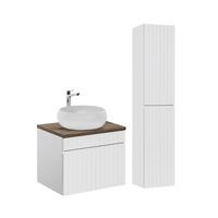 BADMÖBEL 60cm Zelie 2er-Set Weiß - Weiß, Holzwerkstoff (60/48/46cm) - Petits-meubles