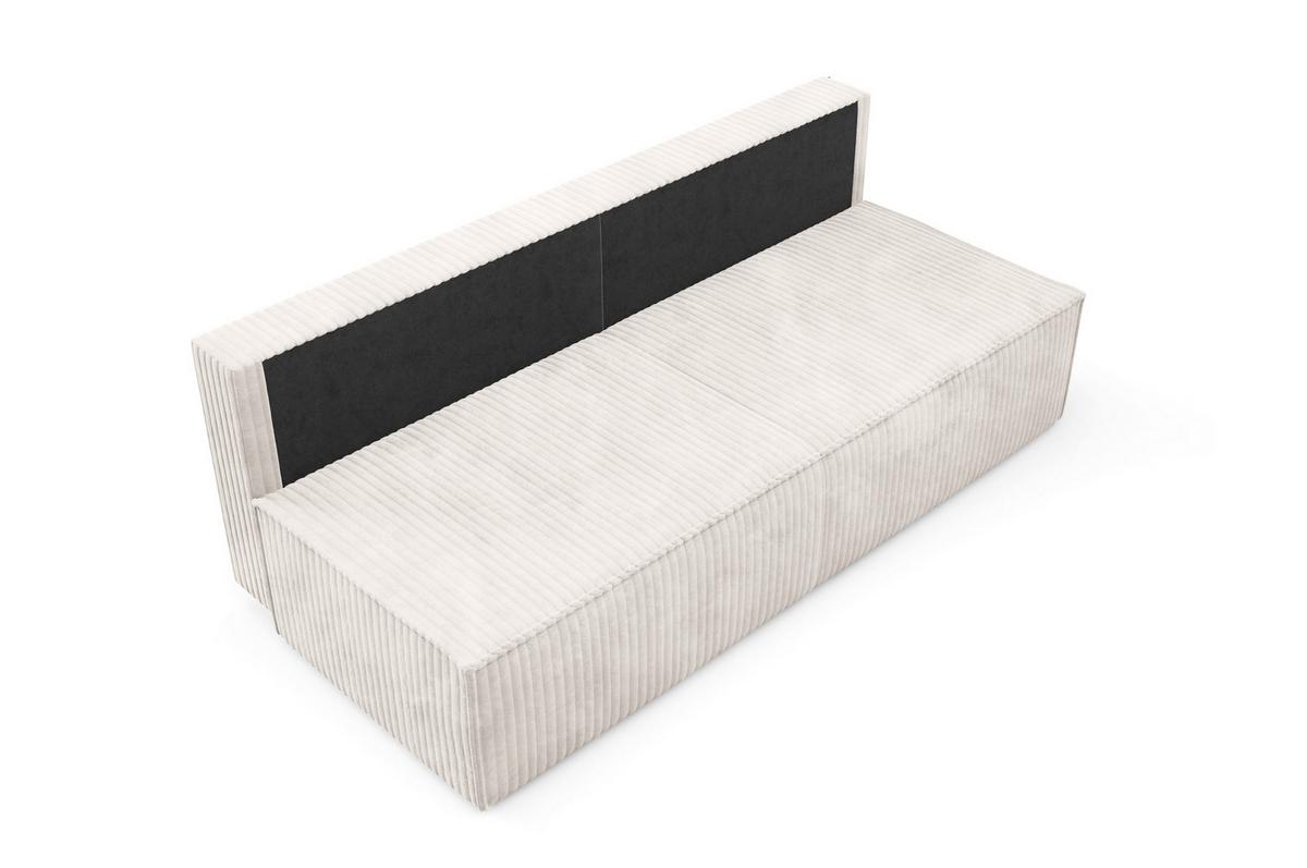 BETTSOFA TESSO Creme Kordstoff mit Schlaffunktion - Creme, Holz (202/74/94cm) - MASSENO