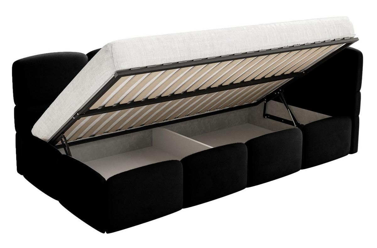 JUGENDBETT Cloudy Schwarz 120 cm, Easy-Clean-Velours - Schwarz, Kunststoff/Textil (120/200cm) - Selsey