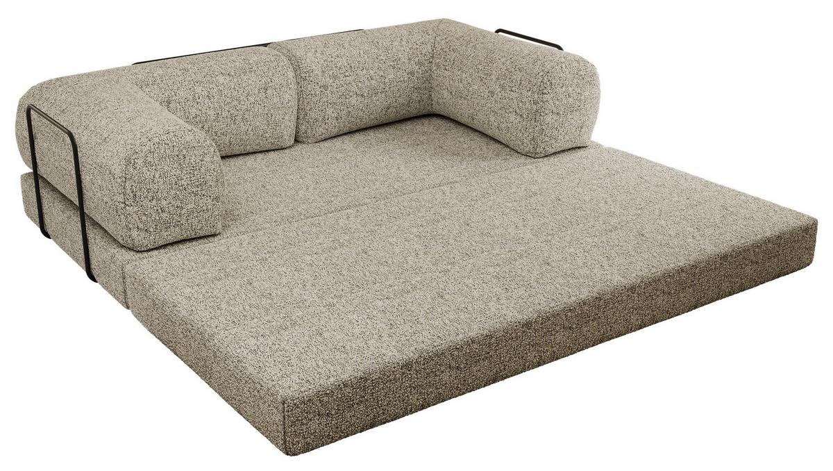 3-SITZER SOFA ORSETTO - Beige Stukture - Beige/Schwarz, Textil/Metall (200/70/100cm) - MKS