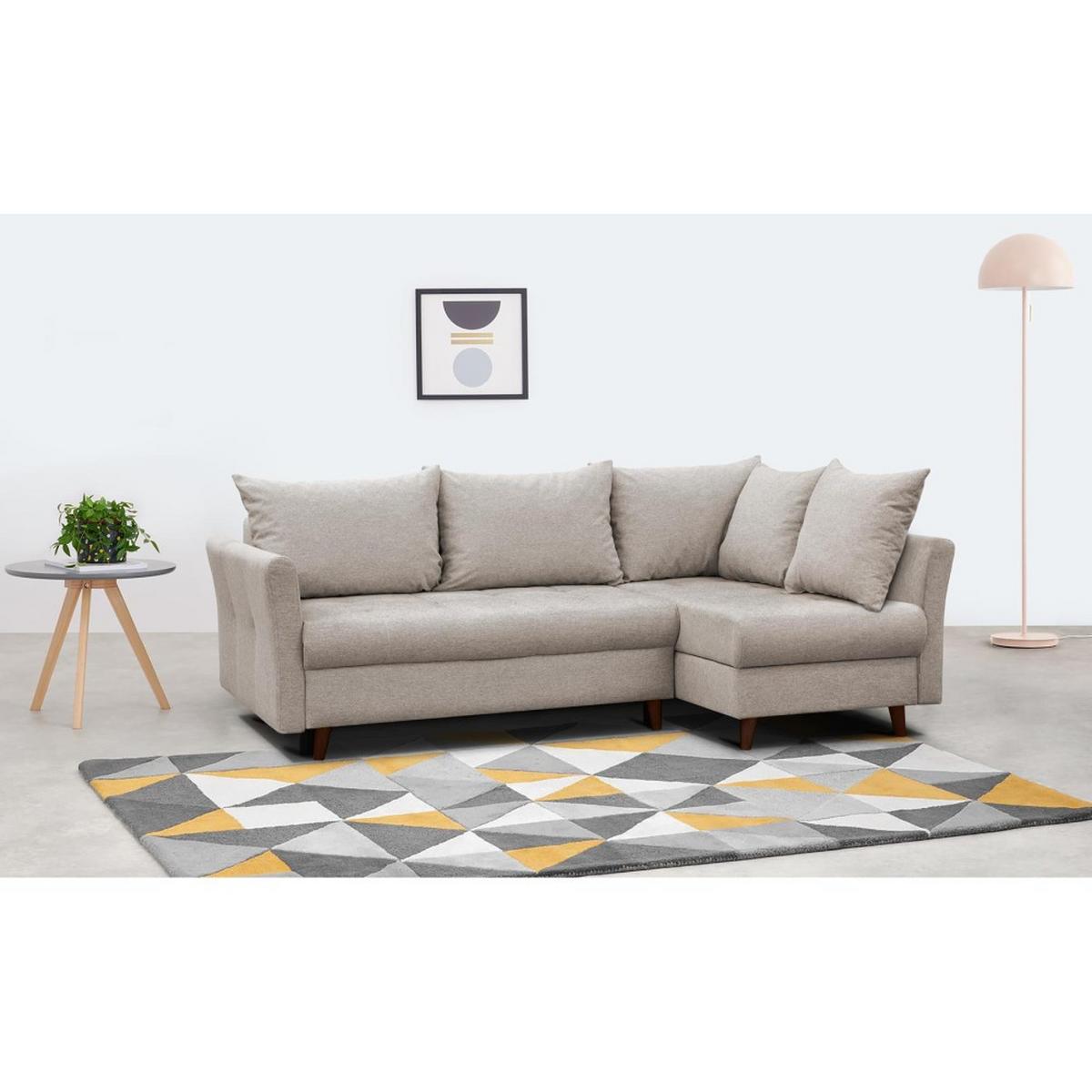 ECKSCHLAFSOFA Neron mit 2 Bettkasten und Beine in Wengefarbe, Beige, rechts - Wengefarben/Beige, Textil (233/148cm) - Beautysofa