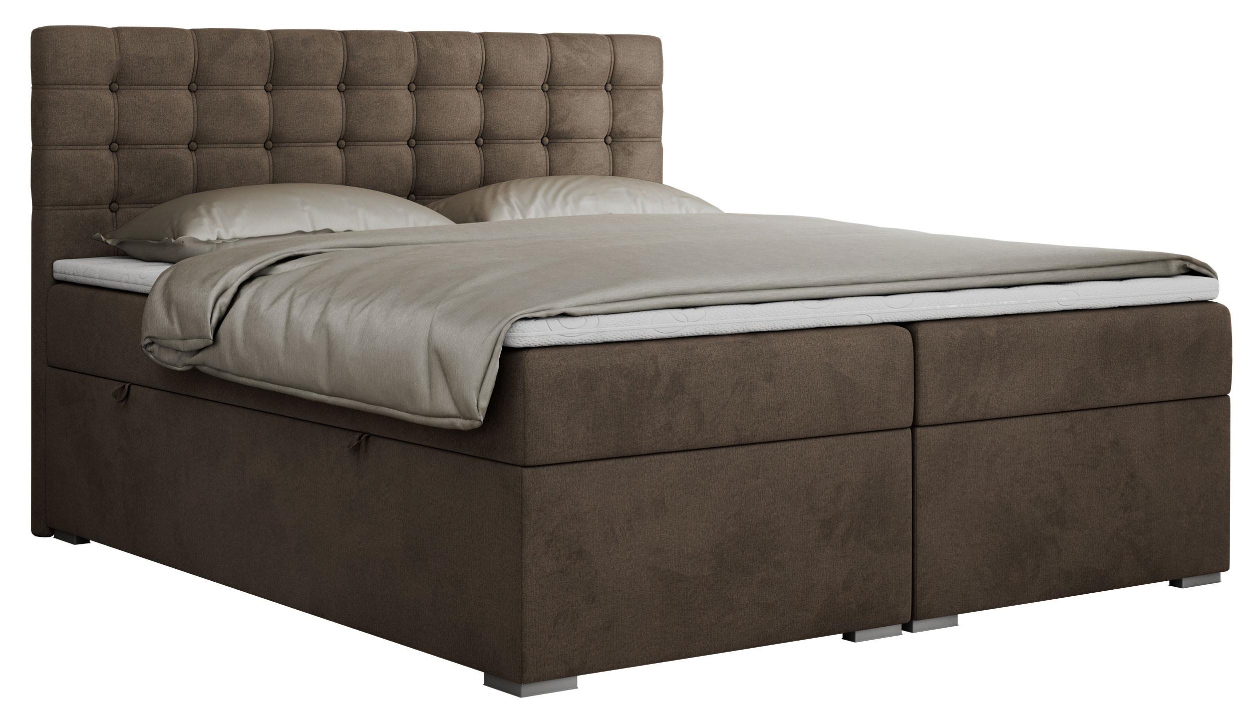 BOXBETT SUSAN 200/200 Braun Velvet - H3 - Braun, Holz/Textil (200/200cm) - MKS