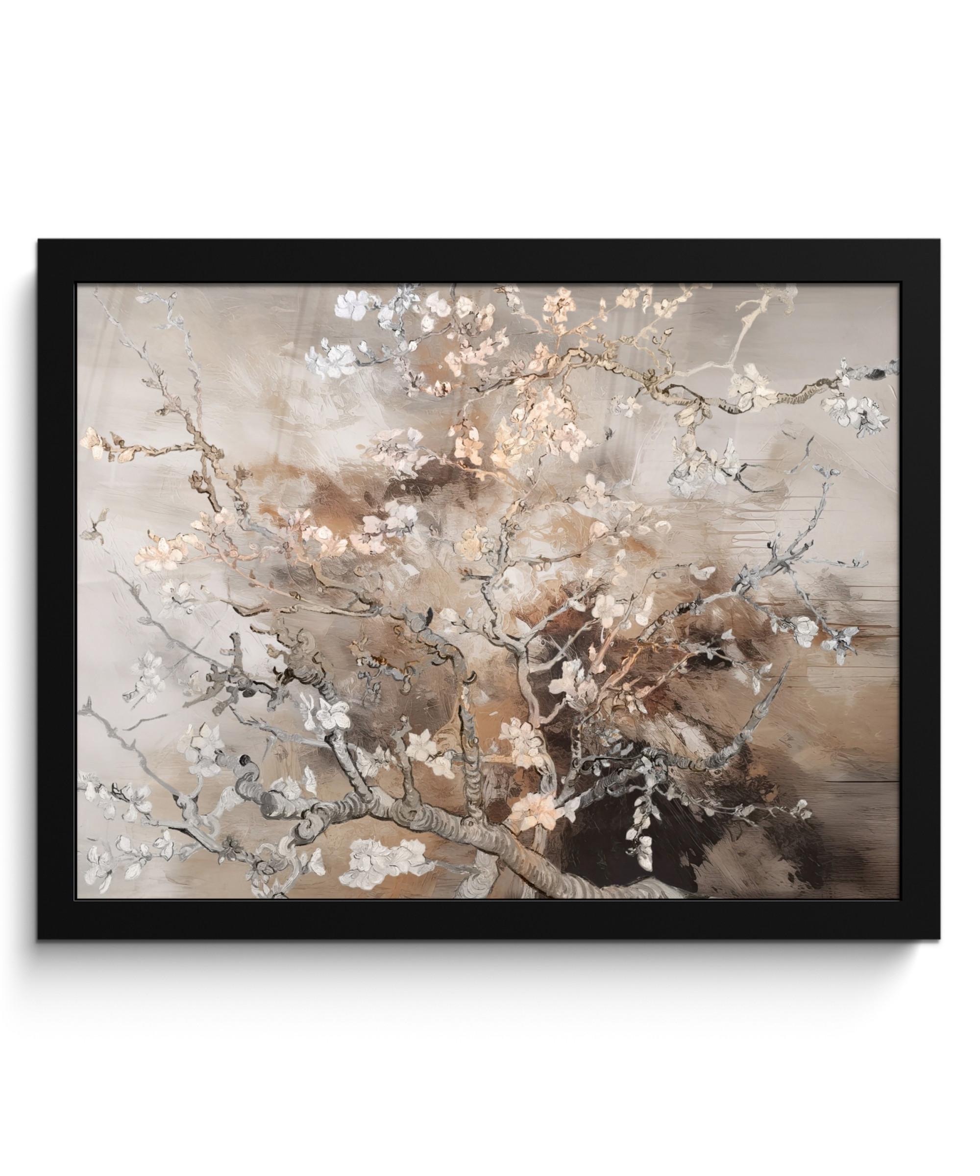 POSTER MIT RAHMENGERAHMTES BILD Mandelblüte - Kunst - Van Gogh - Beige - Abstrakt 40x30 cm - Braun, Papier (40/30cm) - MuchoWow