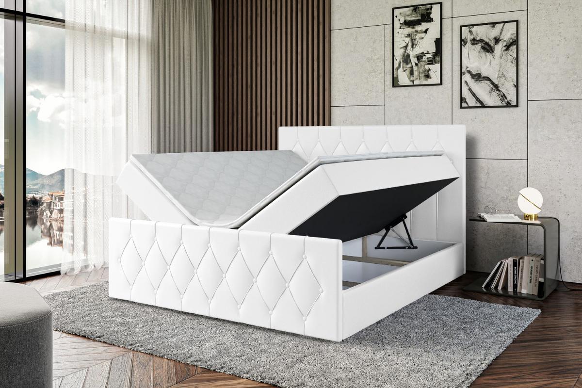 BOXBETT VELANTO-Z - 140 x 200 - H4 - Weiß Hochglanz - Weiß, Holzwerkstoff (140/200cm) - ALTDECOR