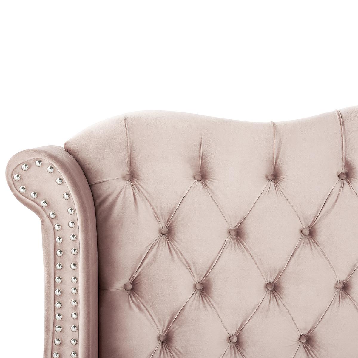 BETT mit Lattenrost 180/200 cm Samtstoff Pastellrosa Ayette - Pink, Textil (180/200cm) - Beliani