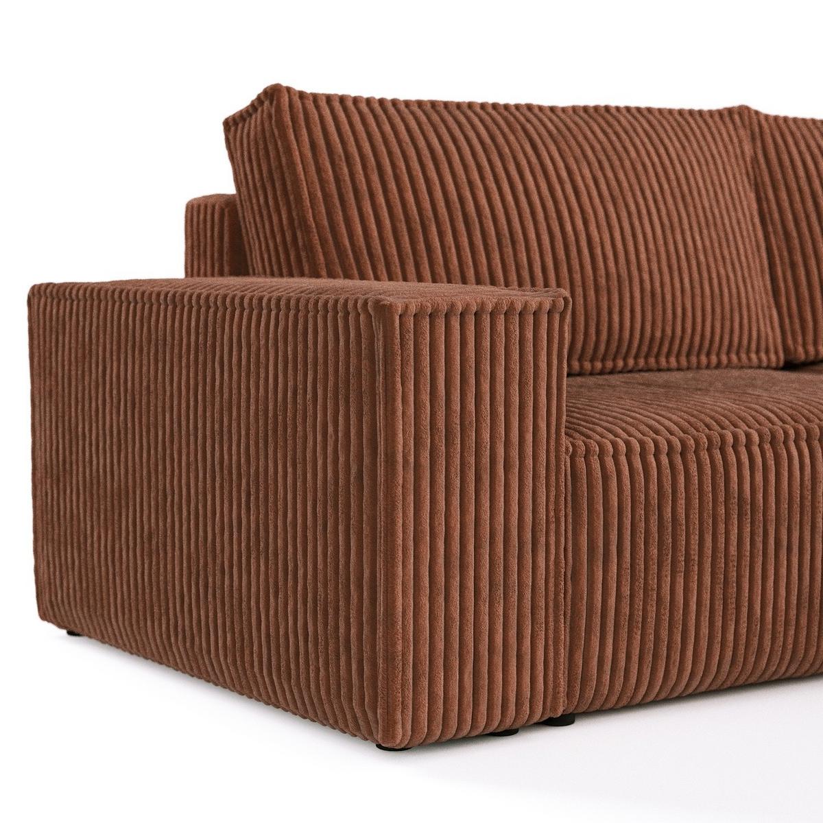 ECKSOFA CAVO mit Schlaffunktion Kupfer im Tilia Stoff - Schwarz/Kupferfarben, Holz/Holzwerkstoff (255/148cm) - AltaBeds