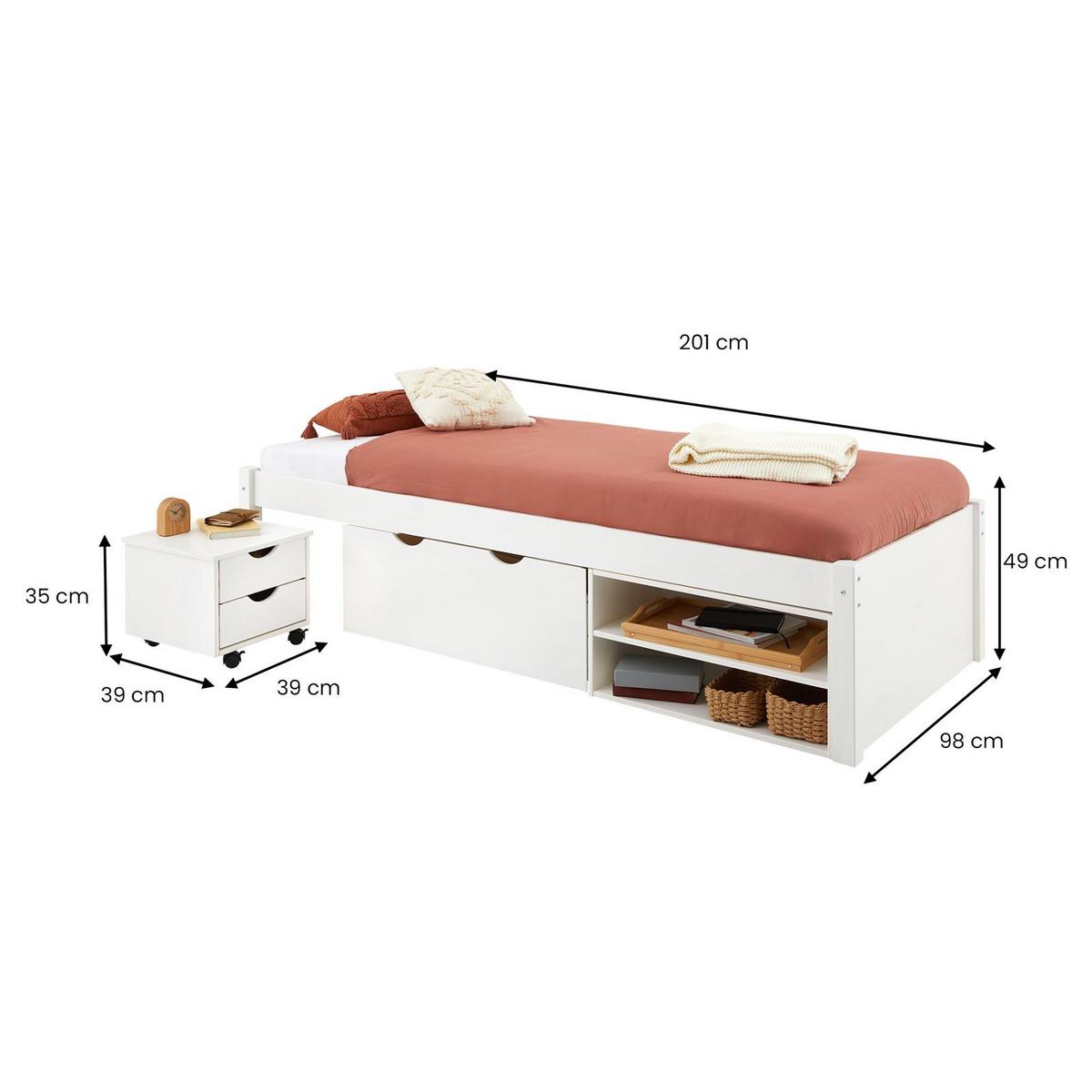SCHUBLADENBETT SABRINA 90x190 cm weiß - Weiß, Holz (90/190cm) - IDIMEX
