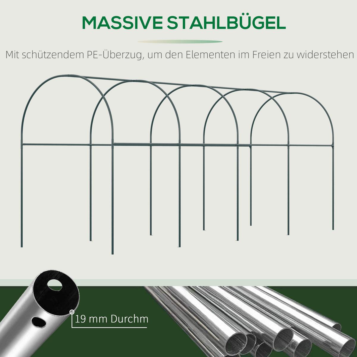 TOMATENGEWÄCHSHAUS, Winddichtes Foliengewächshaus, für Garten Balkon, Stahl, PE, Weiß - Weiß, Kunststoff/Metall (120/170/400cm) - Outsunny