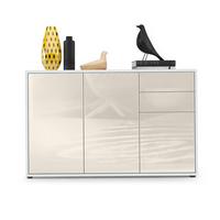 KOMMODE Ben Front in Creme Hochglanz - Creme, Holzwerkstoff (117/74/36cm) - Vladon