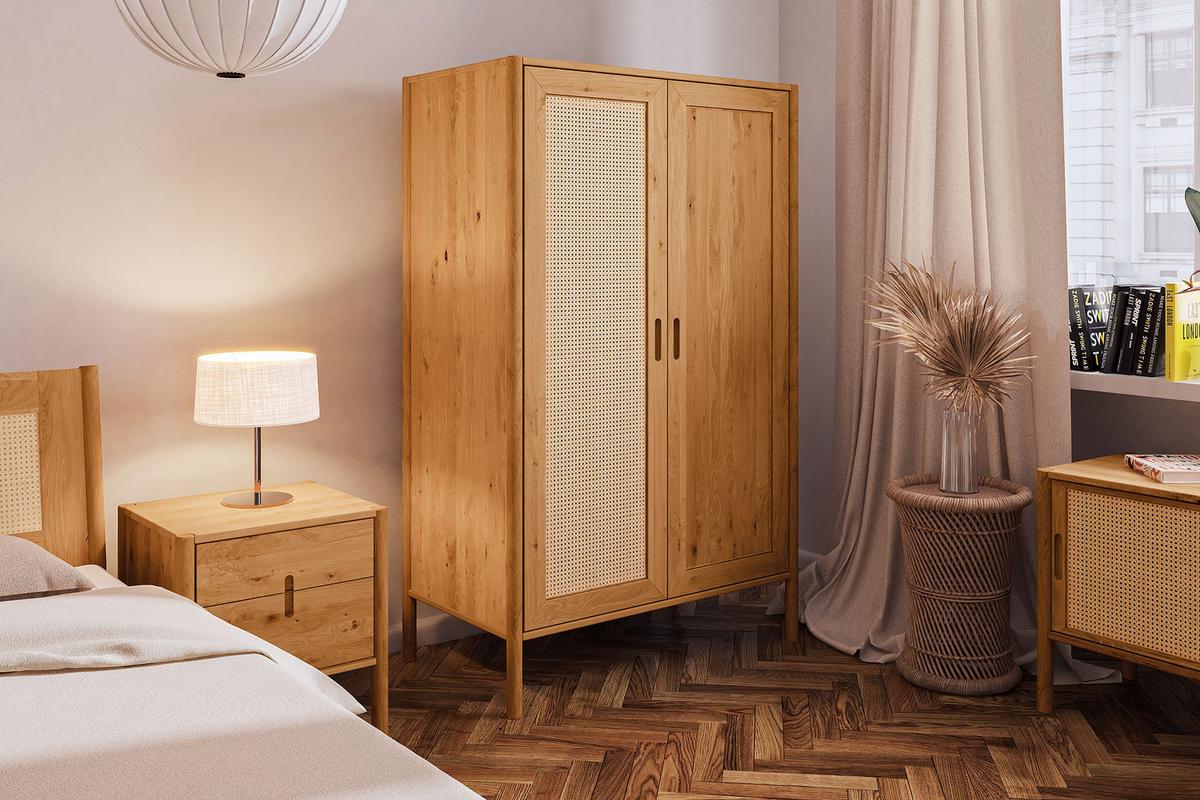KLEIDERSCHRANK INA Wildeiche - Mokka, Holz (108/175/60cm) - byoak