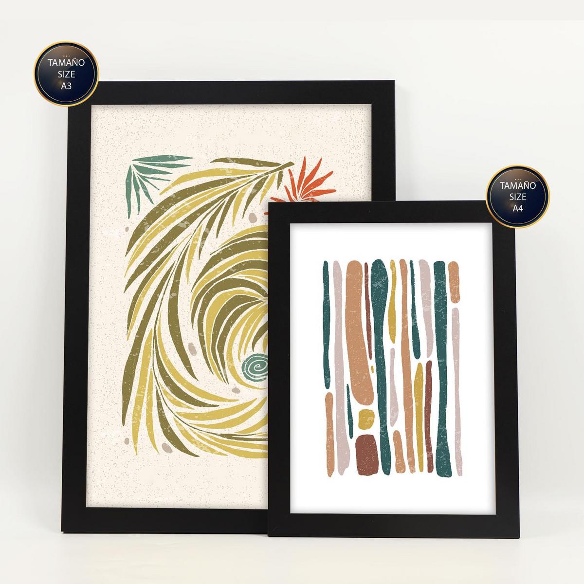 POSTER Set Mit 6 Drucken Von Linien In Der Sammlung Von Ethnischenen Ästhetische Dekorative Rahmen Für Zuhause Wandkunstdruck A3 & A4 Schwarzer Rahmen - Schwarz, Papier (29/3cm) - Nacnic