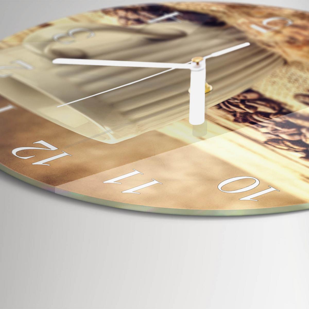 WANDUHR aus Glas Ø30 cm - Kaffee - Braun, Glas (30/30/0.4cm) - TULUP