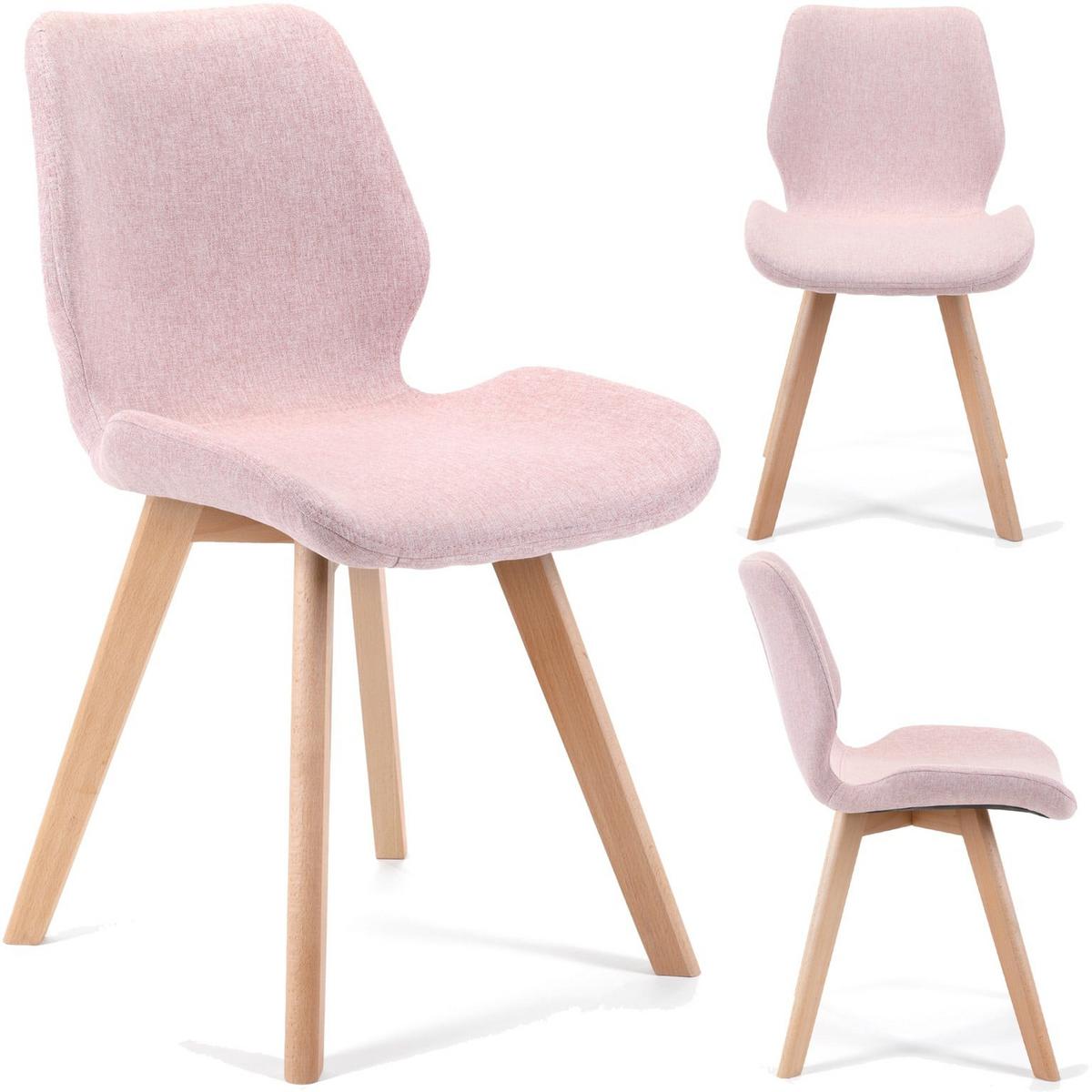 POLSTERSTUHL 4er Set, Holzbeine Rosa 45,5/82,5/59 - Rosa, Textil (45.5/82.5/59cm) - RAUMHIRSCH FURNITURE