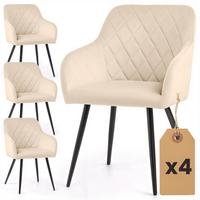 POLSTERSTUHL 4er Set, Metallbeine Beige, Schwarz 54,5/82/58 - Beige/Schwarz, Textil (55/82/52cm) - RAUMHIRSCH FURNITURE