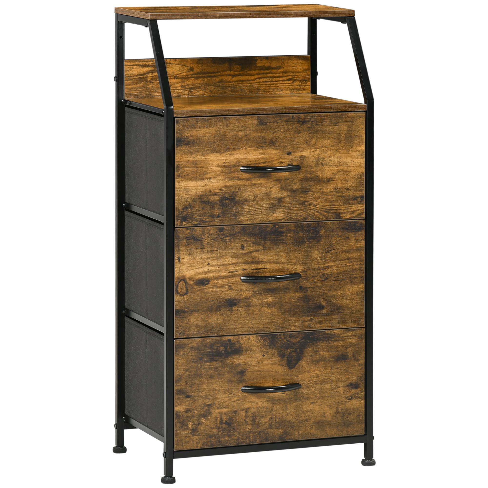 KOMMODE aus Stoff Aufbewahrungsschrank mit 3 Schubladen, Ablage Braun - Braun, Textil (29/92/44cm) - HOMCOM