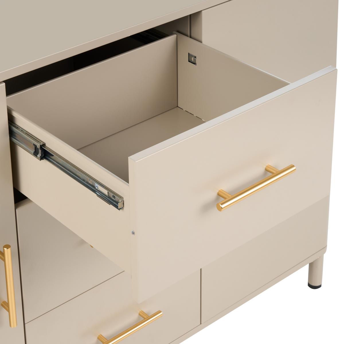 SIDEBOARD mit Schubladen Metall Beige Ombura - Beige, Metall (120/80/40cm) - Beliani