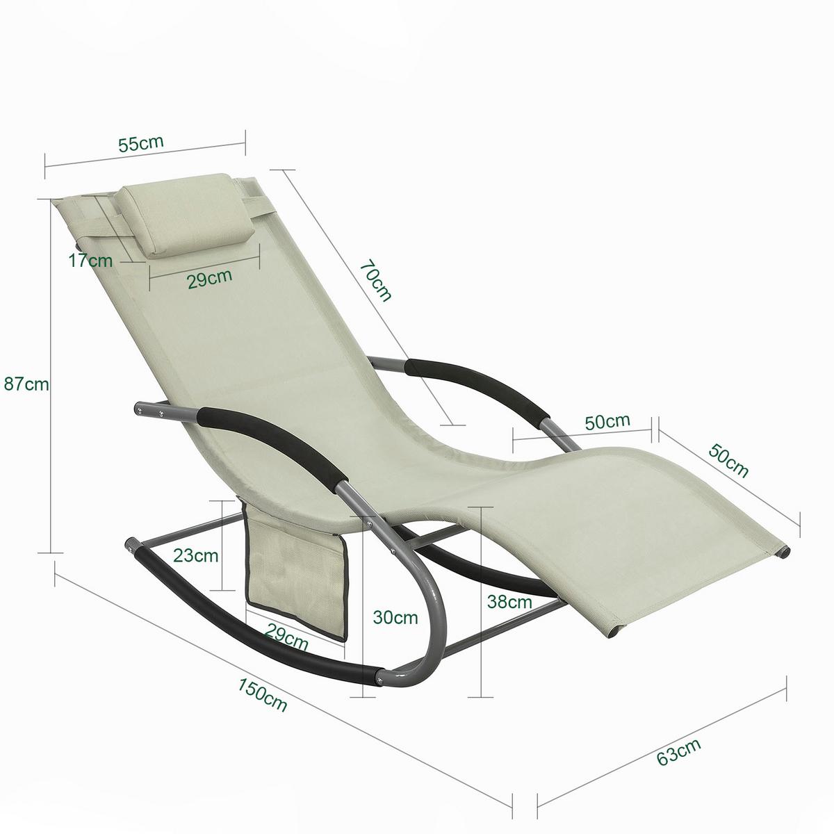 SONNENLIEGE 2 Personen, Gartenliege bis 150kg, Beige - Beige, Metall (63/87/150cm) - SoBuy