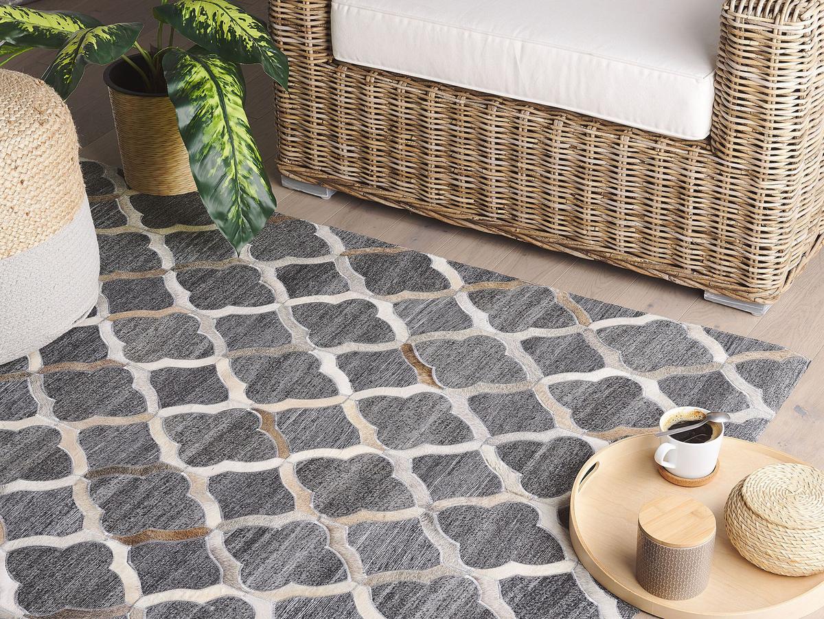 PATCHWORK-TEPPICH Rolunay 200/140 cm - Grau, Fell (140/200cm) - Beliani