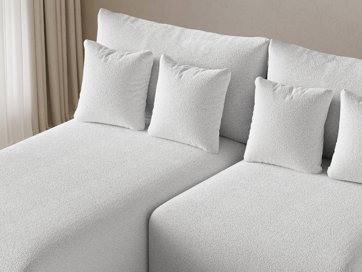 ECKSOFA Ronni Bouclé-Stoff Weiß Links - Weiß, Holz/Textil (206/190cm) - Graingold