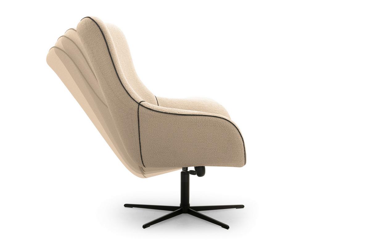 SESSEL SOGNO, Modern Polstersessel Loungesessel, Bucle-Stoff Beige - Beige, Holz/Metall (88/110/106cm) - MASSENO