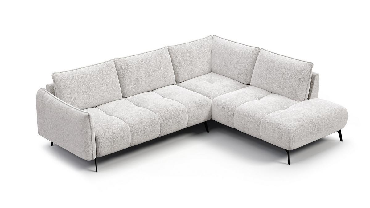 ECKSOFA AERA 5-Sitzer rechts, ecru - Ecru/Schwarz, Holz/Textil (268/206cm) - Wozimo