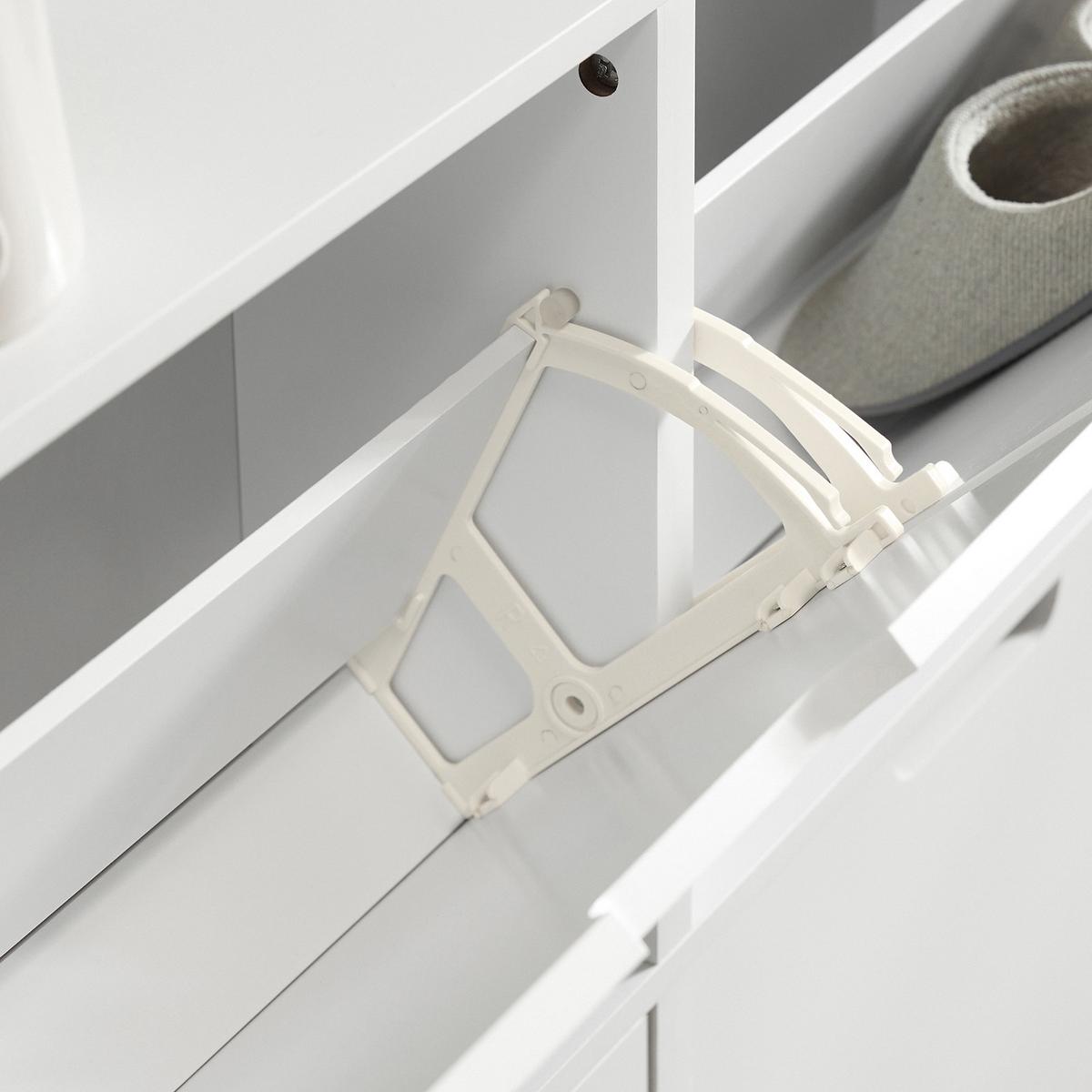 SCHUHKIPPER mit 4 Klappen, Schuhschrank schmal, 100x91x19cm Weiß - Weiß, Holzwerkstoff/Metall (100/91/19cm) - SoBuy