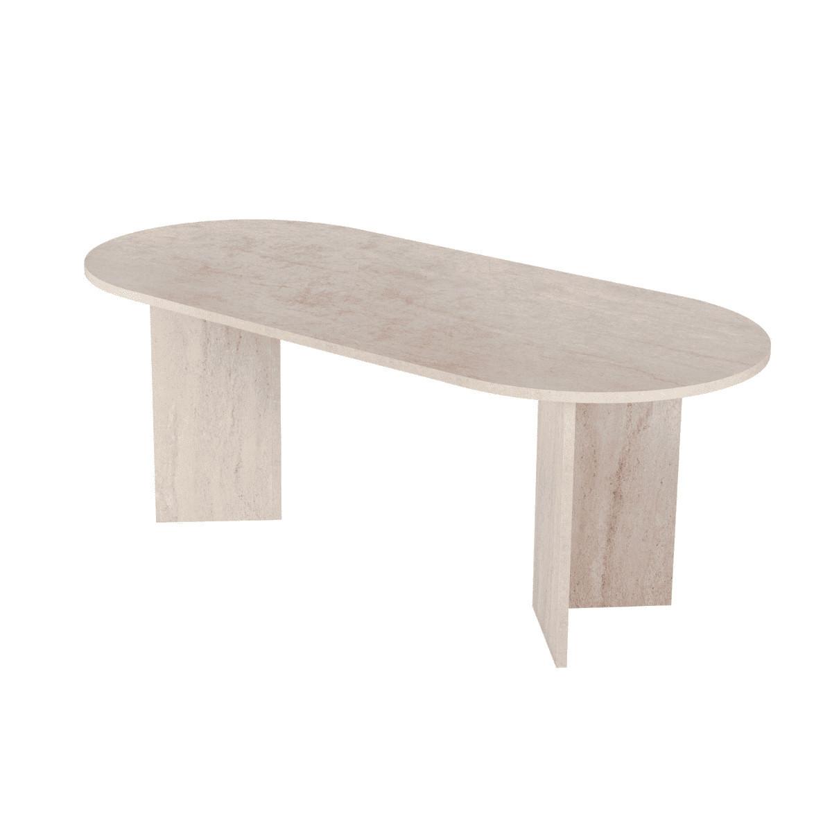 ESSTISCH mit ovaler Tischplatte L200 cm 90/200/75 cm - Beige, Holzwerkstoff (96/90/75cm) - Calicosy
