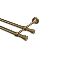 GARDINENSTANGE Primus Lucan 100 cm, 2-läufig (ohne Ringe), 16 mm Ø Messing Antik - Messingfarben/Bronzefarben, Metall (100cm) - INTERDECO