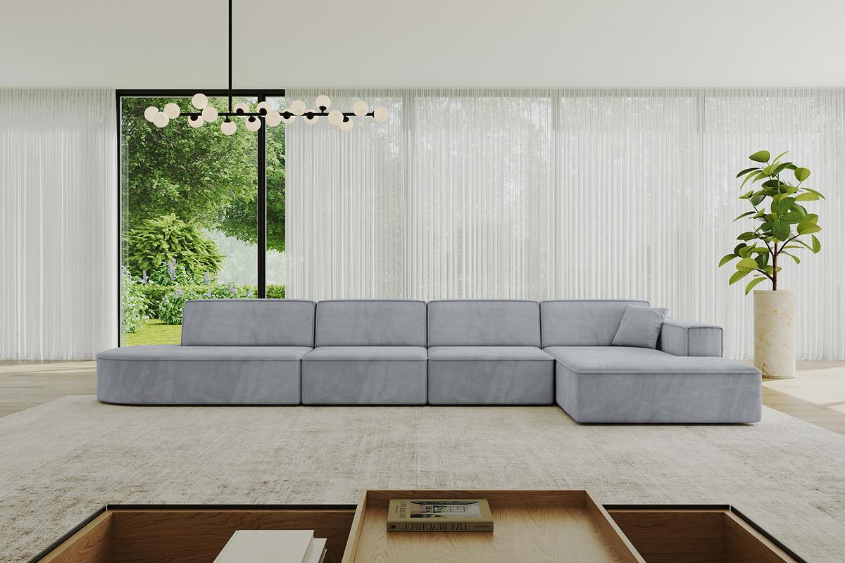 ECKSOFA Ottomane Rechts IREA-L3-v4 - 412x165x77 cm Grau - Titanfarben, Holzwerkstoff/Textil (412/165cm) - ALTDECOR