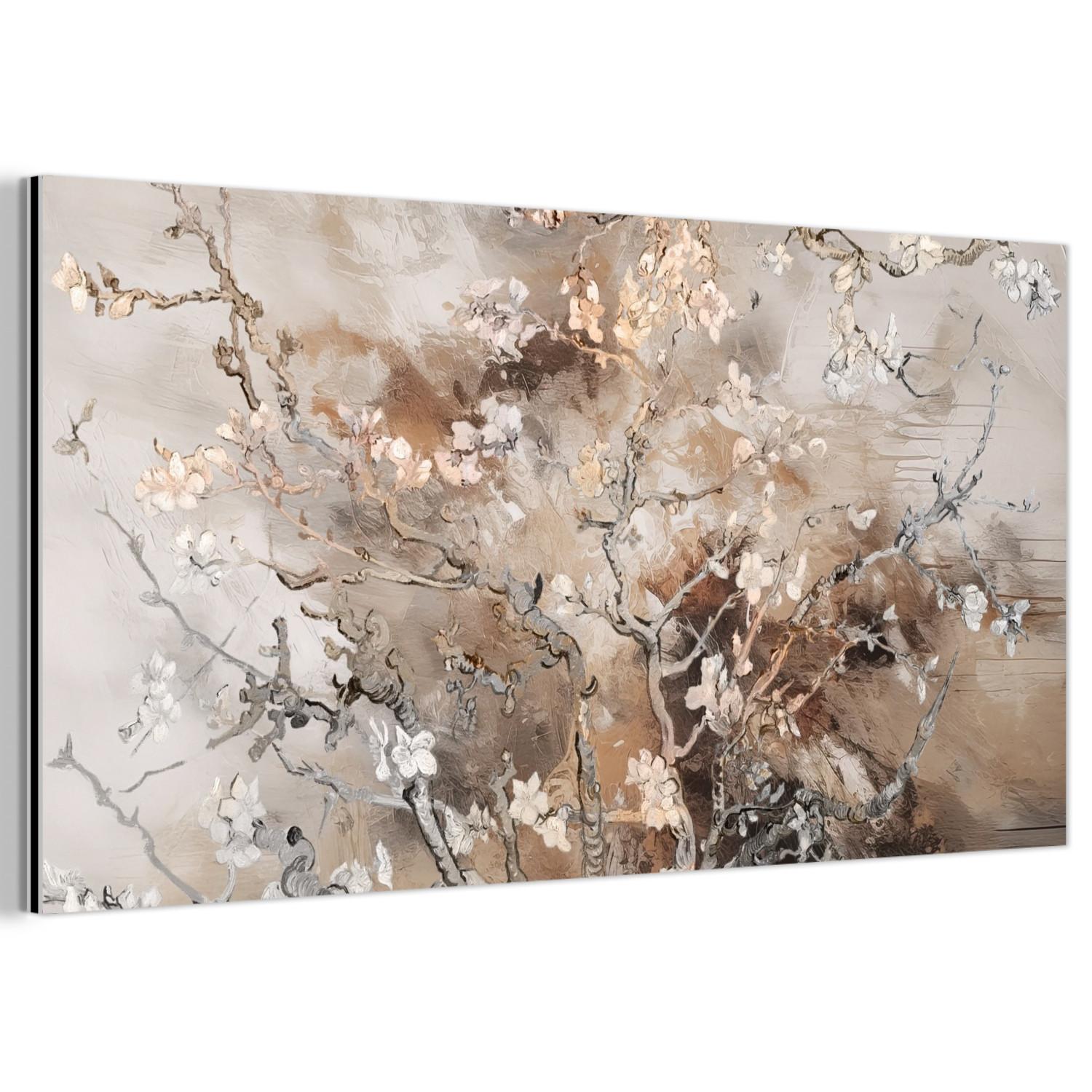 METALLBILD Mandelblüte - Kunst - Van Gogh - Beige - Abstrakt 80x40 cm - Braun, Metall (80/40cm) - MuchoWow