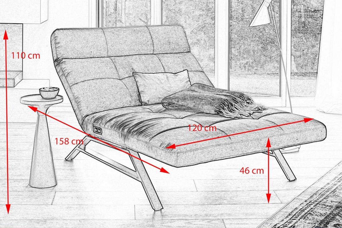 LIEGE MIT MOTORISCHER RELAXFUNKTION AMERIVA Gelb Velvet Relaxfunktion - Currygelb/Schwarz, Textil (120/110/158cm) - KAWOLA