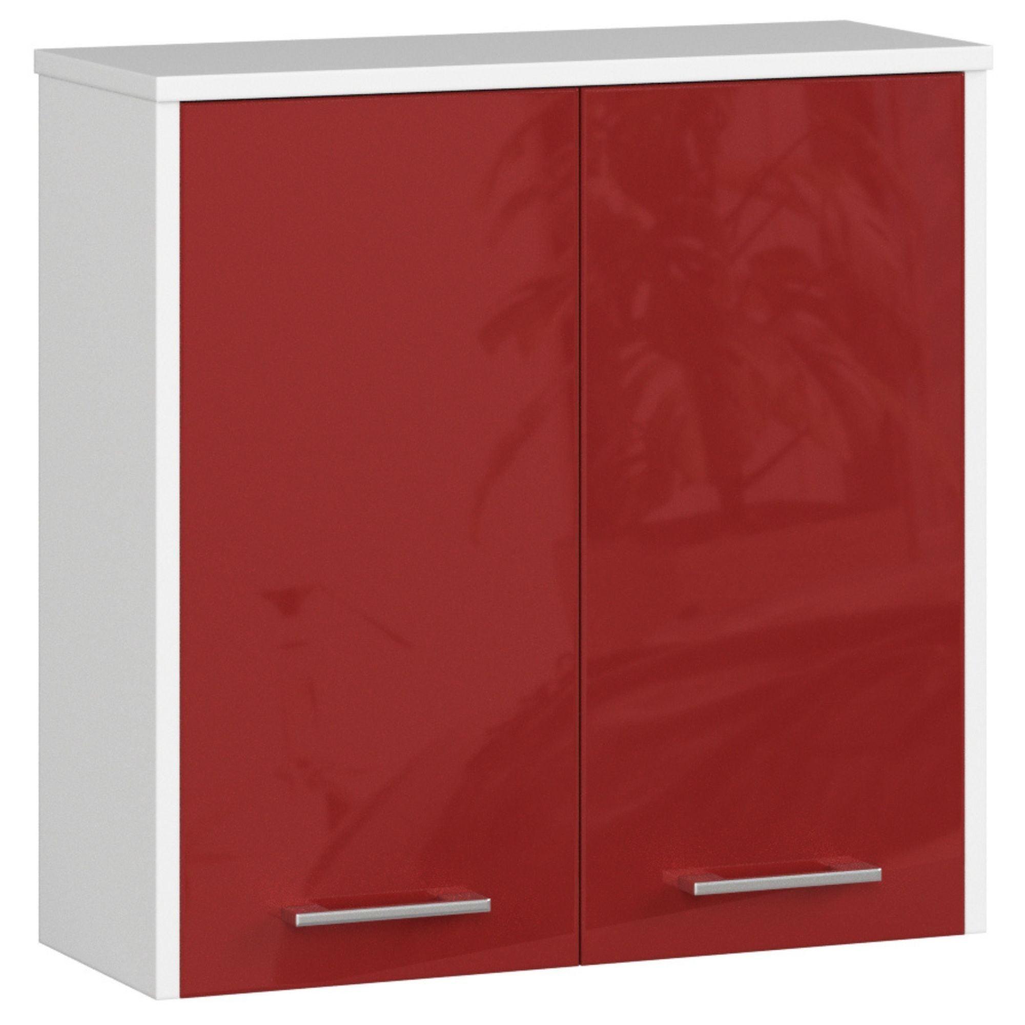 BADKOMMODE Weiß, Rot Glanz 60/60/22,5 - Rot/Weiß, Holzwerkstoff (60/60/23cm) - RAUMHIRSCH FURNITURE