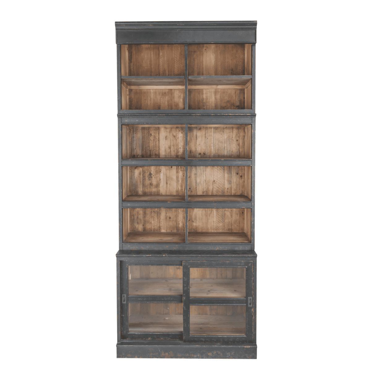 BÜCHERREGAL aus Massivkiefer H240 cm - AMSTERDAM - Schwarz, Holzwerkstoff (45/240/45cm) - Signature