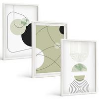BILDER SET 3er Set - 40x60 cm Weißer Rahmen - Abstrakte Formen und Farben - Weiß, Kunststoff (40/60cm) - TULUP