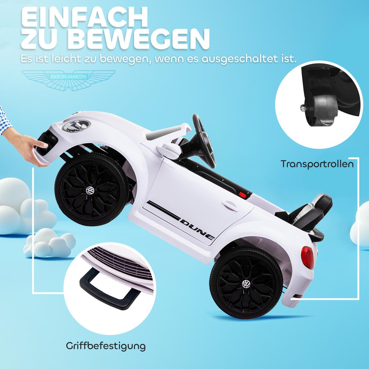 KINDER Elektroauto 12V Kinderauto mit 2,4G Fernbedienung, Musik, Hupe, 3-5 km/h - Weiß, Kunststoff (97/56.5/46cm) - AIYAPLAY