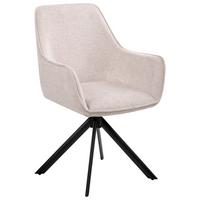 ESSZIMMERSTUHL drehbar Kunstleinen Hellbeige Mornas - Beige, Textil (58/84/68cm) - Beliani